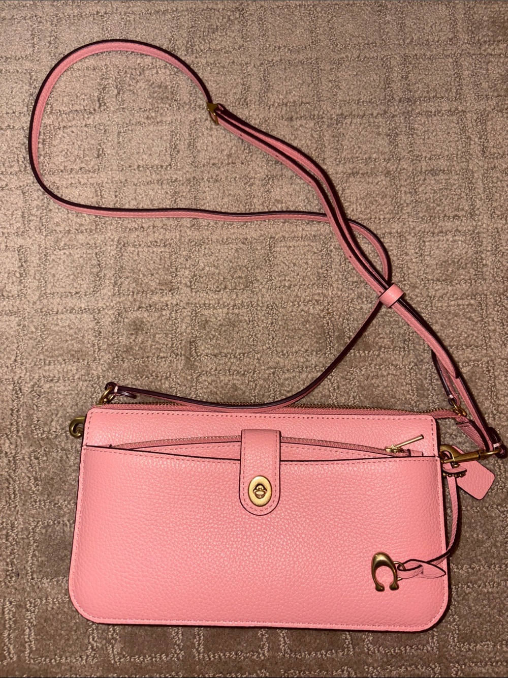 Coach Noa Noa Candy Pink Pebbled Leather Crossbody with Gold Hardware